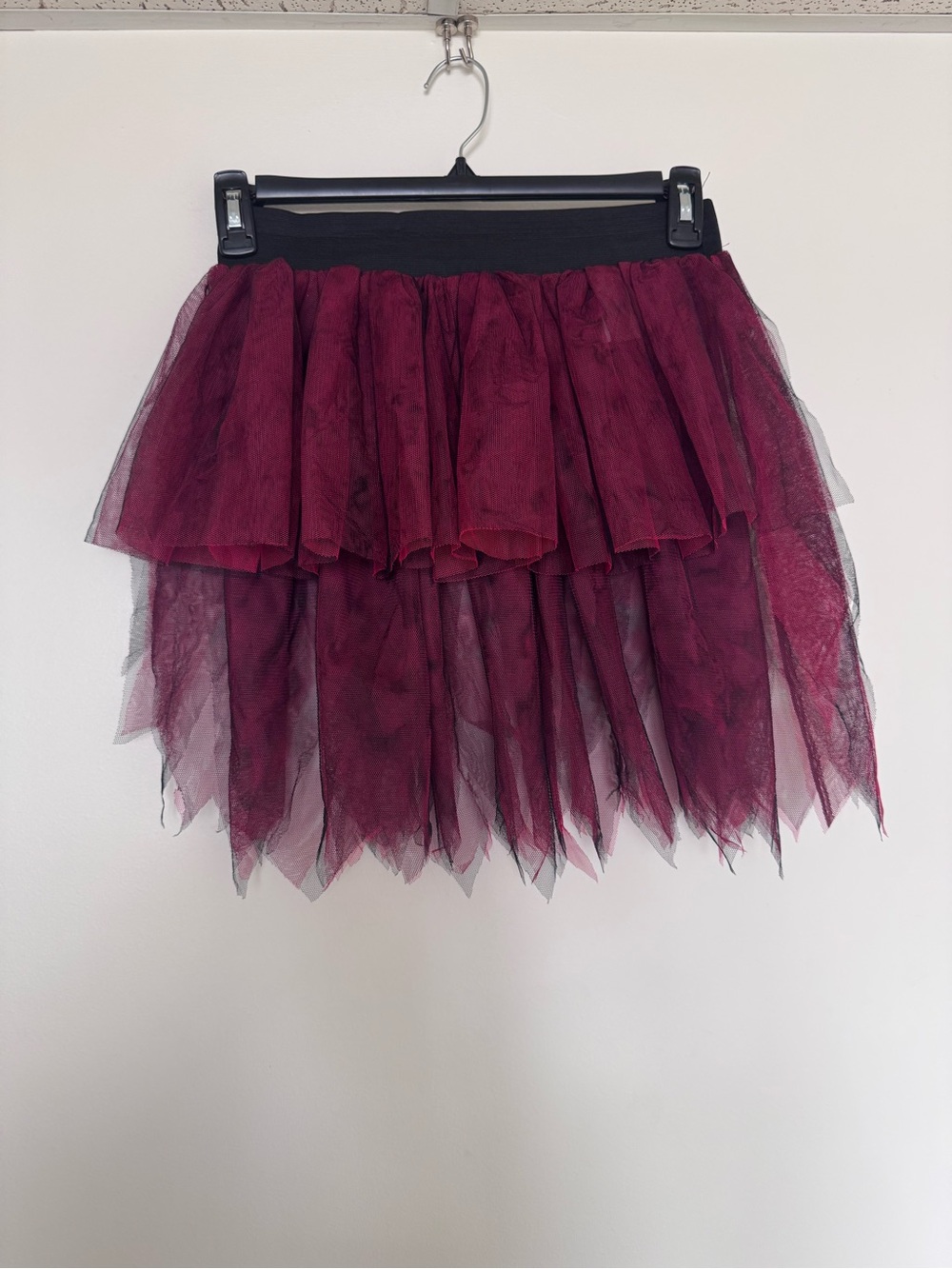 Women’s red & black Tulle Skirt with Black Waistband